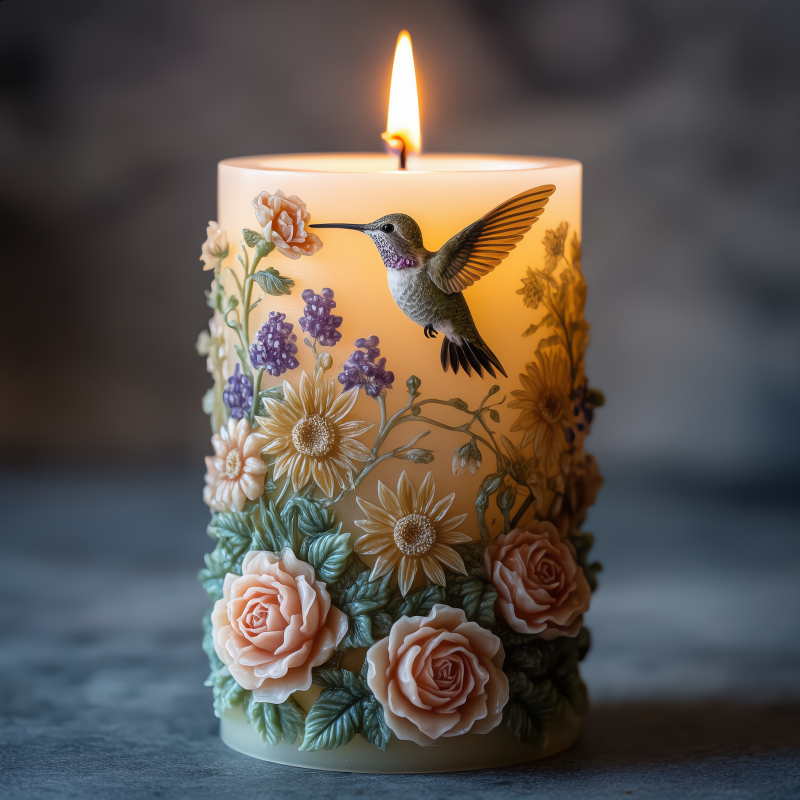 Candle Making Party - 【Spring Flower Language】Hummingbird and Rose Embossed