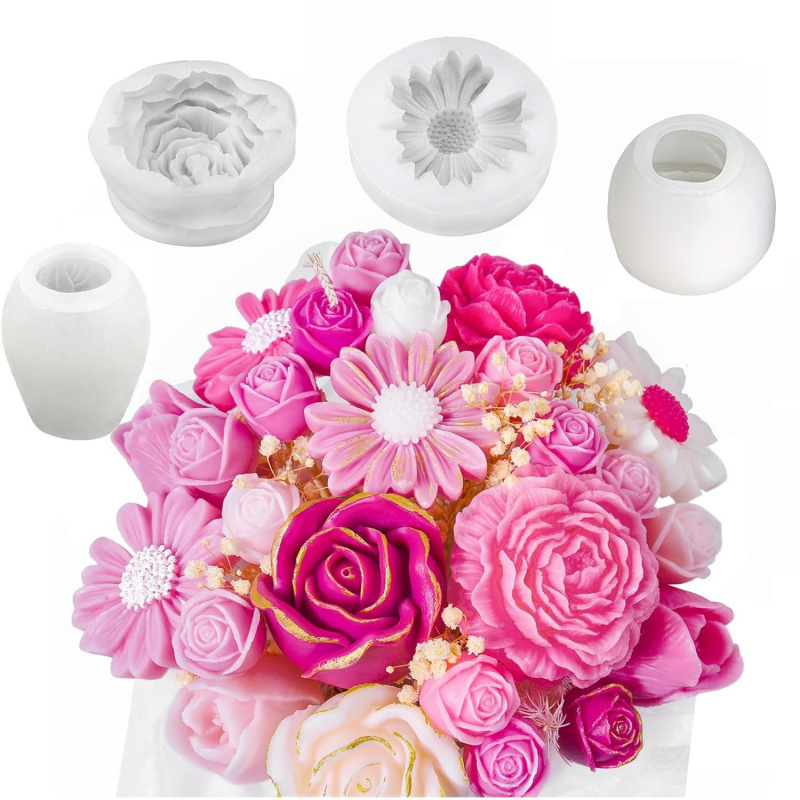 Candle Making Party - 4Flower Candle Mold Set，Used for candle