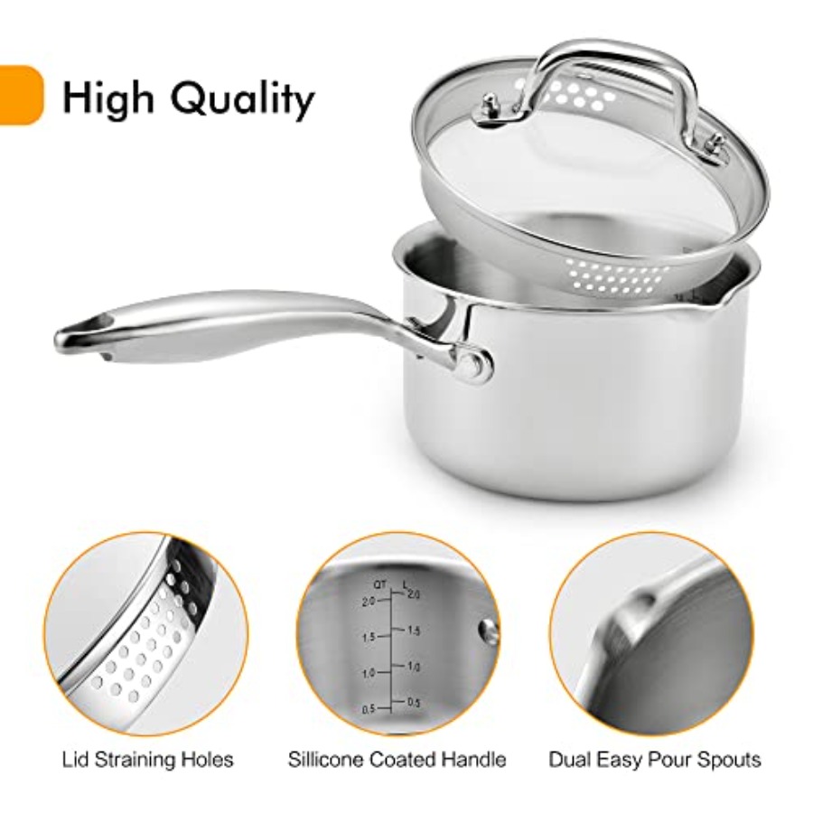 Stainless Steel Saucepan 2.0 Q - огляд і ціна Pour Pot Aluminum