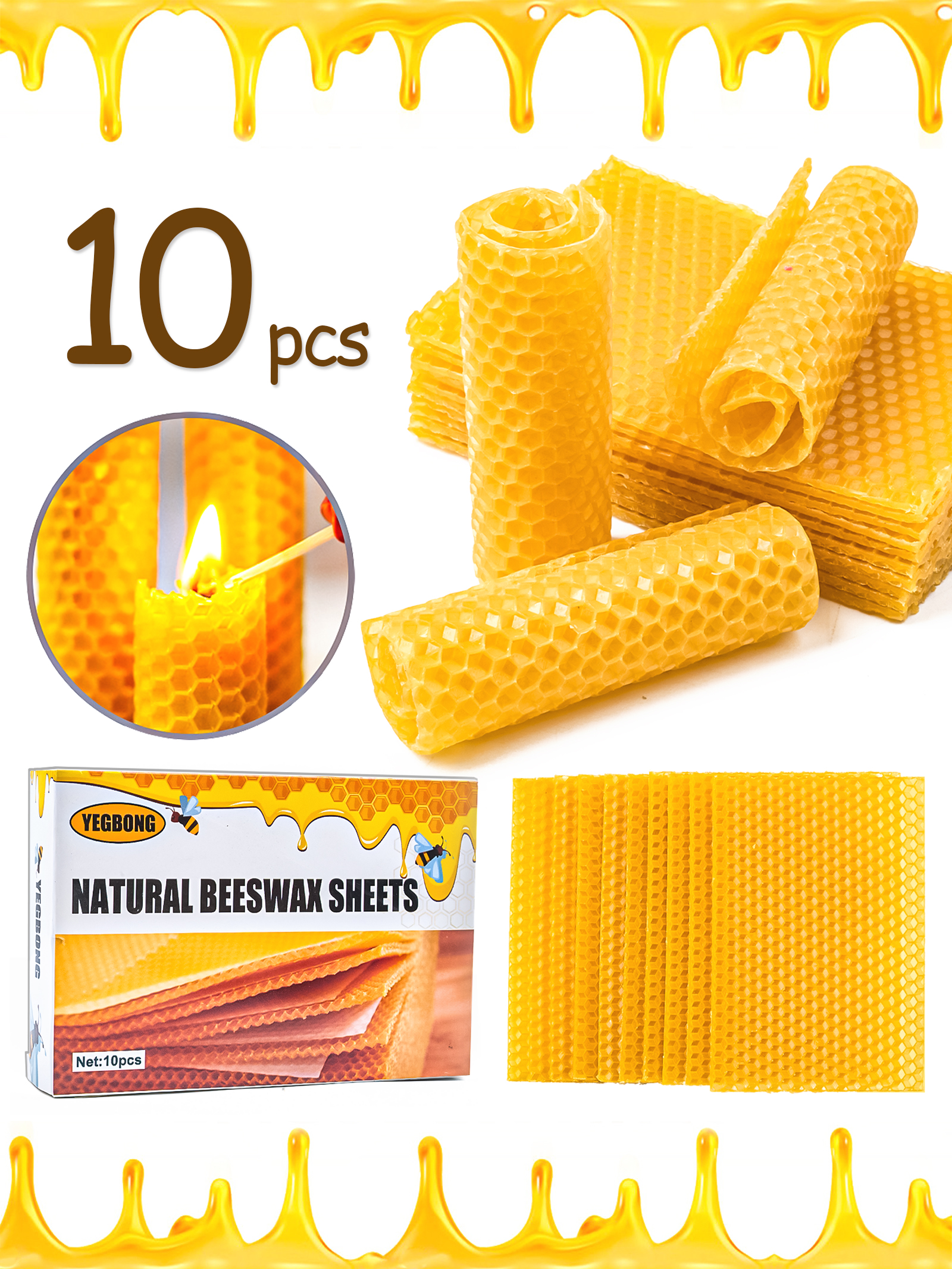 10Pcs Natural Honeycomb Bee Wa - огляд і ціна Candle Making Items